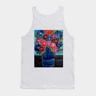 A lovely boutique of abstract vibrant bright colorful  flowers in a tall glass vase Tank Top